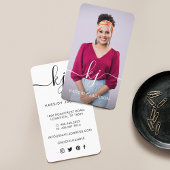 Elegantes Script Calligraphy Monogram Logo & Foto Visitenkarte