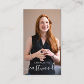 Elegantes Script Calligraphy Monogram Logo & Foto Visitenkarte (Vorderseite)