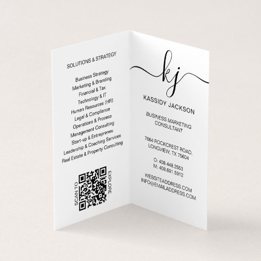 Elegantes Script Calligraphy Monogram Logo & Foto Visitenkarten (Innenseite)