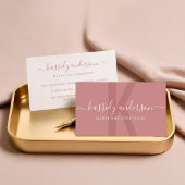Elegantes Script Calligraphy Monogram Logo Pink Visitenkarte