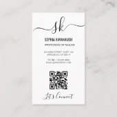Elegantes Script Calligraphy QR Code Monogram Foto Visitenkarte (Rückseite)