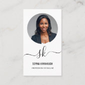 Elegantes Script Calligraphy QR Code Monogram Foto Visitenkarte (Vorderseite)