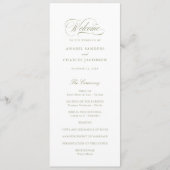 Elegantes Script Calligraphy Sage Wedding Program Programm (Vorderseite)