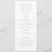 Elegantes Script Calligraphy Sage Wedding Program Programm (Rückseite)