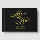 Elegantes Script Calligraphy Wedding Gold Gästebuch (Vorderseite)