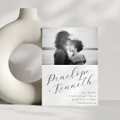 Elegantes Script Calligraphy White Wedding Foto Save The Date