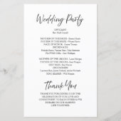 Elegantes Script Calligraphy White Wedding Program (Rückseite)