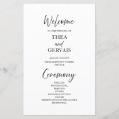 Elegantes Script Calligraphy White Wedding Program (Vorderseite)