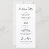 Elegantes Script Calligraphy White Wedding Program (Rückseite)
