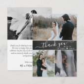 Elegantes Script Chalkboard Hochzeitsszenario Foto Dankeskarte (Vorne/Hinten)