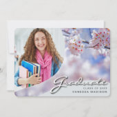 Elegantes Script Cherry Blossom | Modernes Foto Gr Ankündigung (Vorderseite)