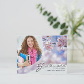 Elegantes Script Cherry Blossom | Modernes Foto Gr Postkarte (Stehend Vorderseite)