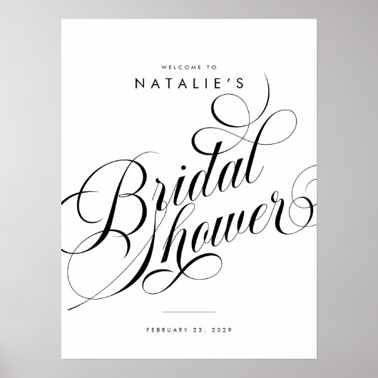 Elegantes Script Chic Modernes Brautparty-Zeichen Poster (Vorne)