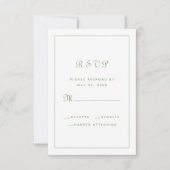 Elegantes Script Chic Sage Green Wedding Enclosure RSVP Karte (Vorderseite)