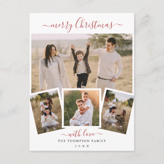 Elegantes Script Chic Weihnachten 4 Foto Collage (Vorderseite)