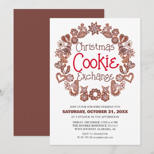 Elegantes Script Christmas Cookie Exchange-Party Einladung (Vorne/Hinten)
