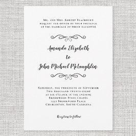 Elegantes Script Classic Einfache formale Hochzeit Einladung