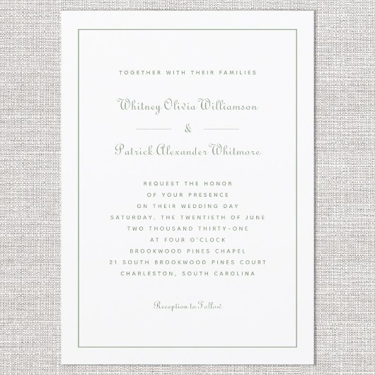 Elegantes Script Classic Formal Weddings White Gre Einladung