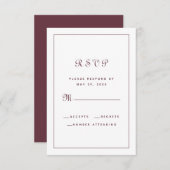 Elegantes Script Classic Wedding Enclosure Burgand RSVP Karte (Vorne/Hinten)