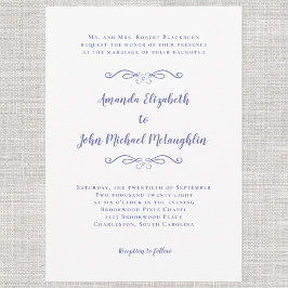 Elegantes Script Classic Wedding Periwinkle Blue Einladung
