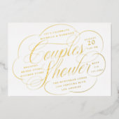 Elegantes Script Cloud Schnörkel Paare Dusche Folieneinladung (Vorderseite)