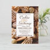Elegantes Script Cookie Exchange Weihnachtsgeschen Einladung (Stehend Vorderseite)