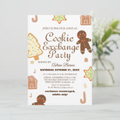 Elegantes Script Cookie Exchange Weihnachtsgeschen Einladung (Stehend Vorderseite)