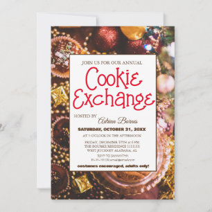 Elegantes Script Cookie Exchange Weihnachtsgeschen Einladung
