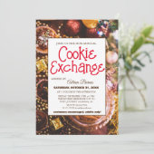 Elegantes Script Cookie Exchange Weihnachtsgeschen Einladung (Stehend Vorderseite)
