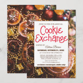 Elegantes Script Cookie Exchange Weihnachtsgeschen Einladung (Vorne/Hinten)