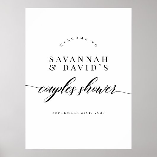 Elegantes Script Couples Brautparty Begrüßungszeic Poster (Vorne)