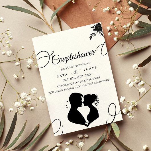 Elegantes Script Couples Brautparty Einladung