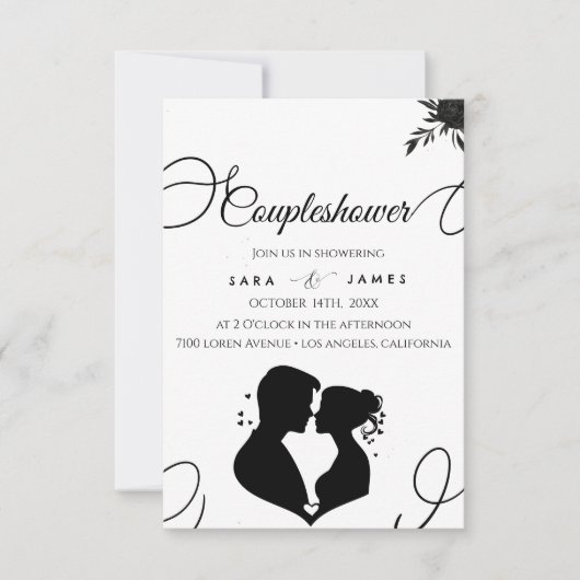 Elegantes Script Couples Brautparty Einladung (Vorderseite)