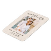 Elegantes Script Cream Foto Save the Date Magnet (Linke Seite)