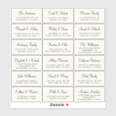 Elegantes Script Cream Wedding Guest Address Aufkleber (Blatt)