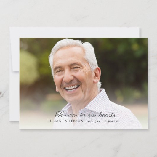 Elegantes Script Cross Beerdigung Foto Danke Karte (Rückseite)