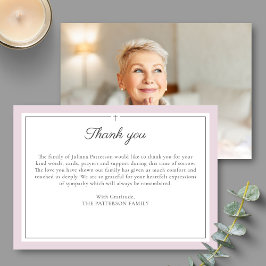 Elegantes Script Cross Beerdigung Foto Danke Karte