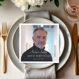 Elegantes Script Custom Birthday Foto Serviette