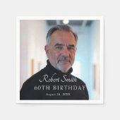 Elegantes Script Custom Birthday Foto Serviette (Vorderseite)