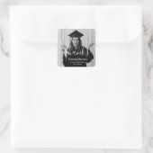 Elegantes Script Custom Foto dank Abschluss Quadratischer Aufkleber (Tasche)
