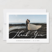 Elegantes Script Custom Foto Hochzeit Dankeskarte (Vorderseite)