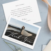 Elegantes Script Custom Foto Hochzeit Dankeskarte