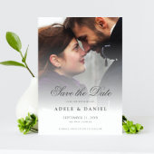 Elegantes Script Custom Foto Save the Date Hochzei