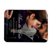 Elegantes Script Custom Foto Save the Date Hochzei Magnet (Horizontal)