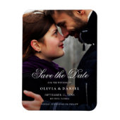 Elegantes Script Custom Foto Save the Date Hochzei Magnet (Vertikal)