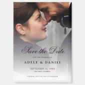 Elegantes Script Custom Foto Save the Date Hochzei Magnet (Vorderseite)