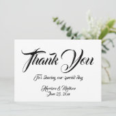 Elegantes Script Custom Wedding Dankeschön Karte (Stehend Vorderseite)