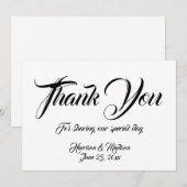 Elegantes Script Custom Wedding Dankeschön Karte (Vorne/Hinten)
