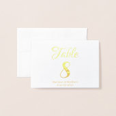Elegantes Script Custom Wedding Foil Tischnummer (Vorderseite mit Umschlag)