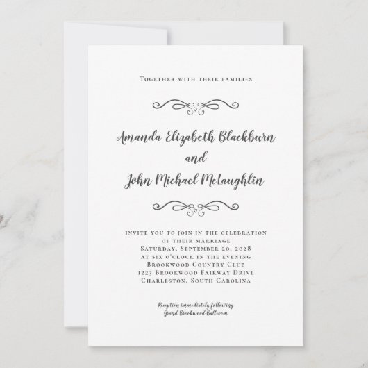 Elegantes Script Custom Wedding Foto Classic Gray Einladung (Vorderseite)